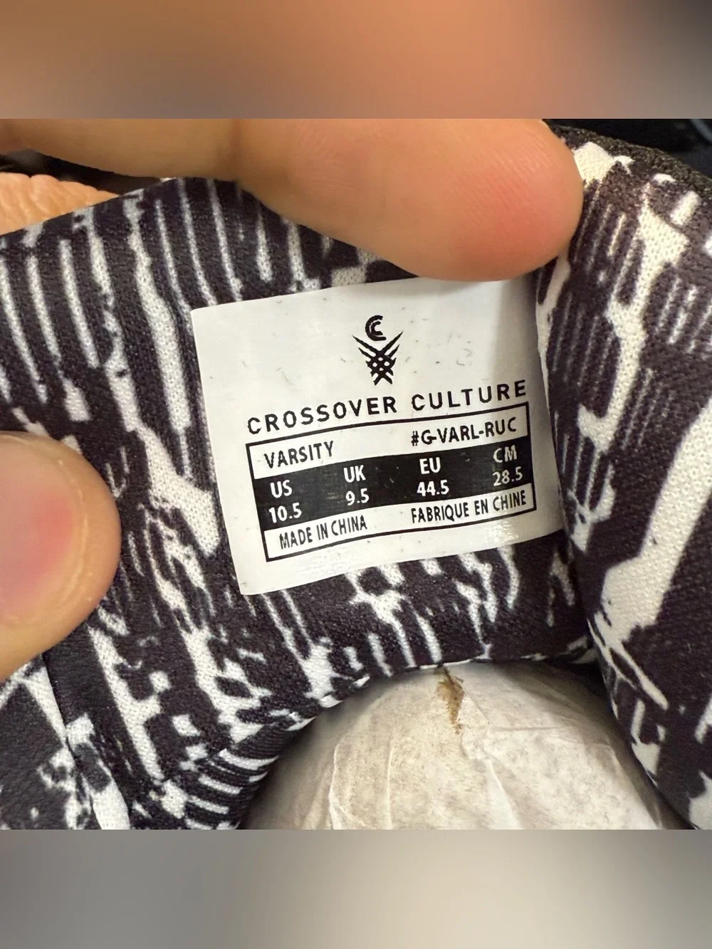 Crossover Culture Varsity Low Black White Men’s Size 10.5 Sneakers
